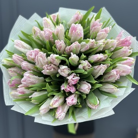 Букет из 51 розового пионовидного тюльпана