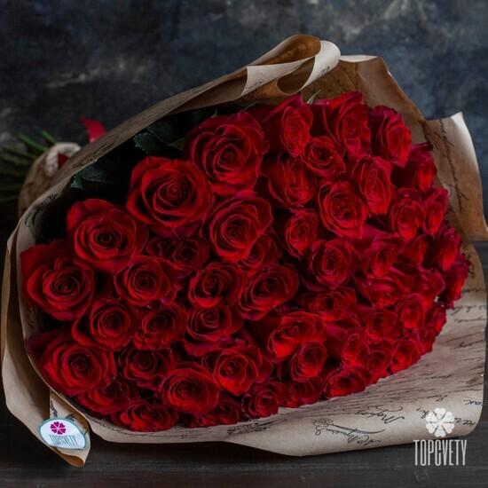 Букет из 51 красной розы Эксплорер 70см
