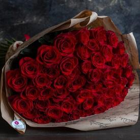 Букет из 51 красной розы Эксплорер 70см