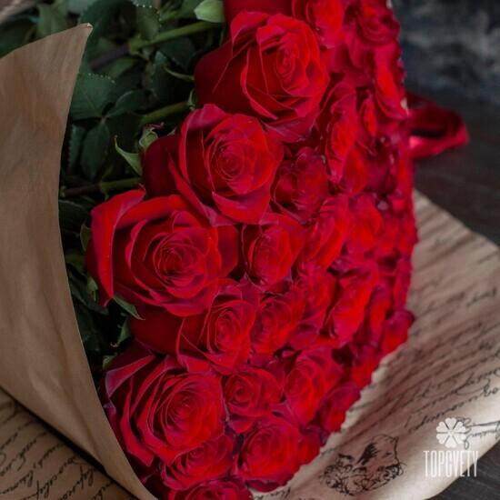 Букет из 51 красной розы Эксплорер 70см