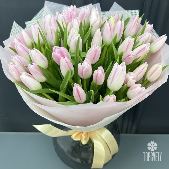 Букет из 51 розового тюльпана