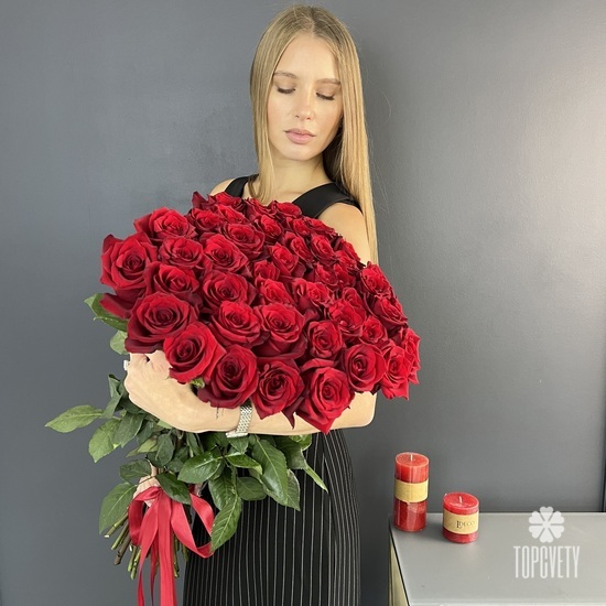 Букет из 35шт красных роз 70см