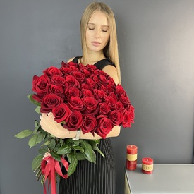 Букет из 35шт красных роз 70см