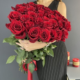 Букет из 35шт красных роз 70см