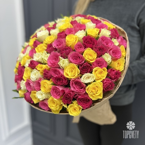 Букет из 101 роза микс 40см