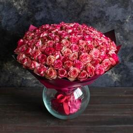 Букет из 101 розовой розы 50см