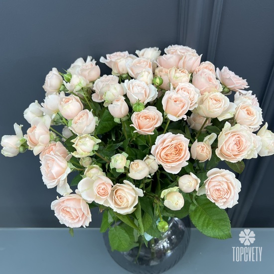 Букет из 11 розовых кустовых роз 40см