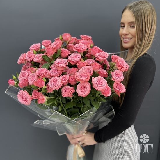 Букет из 21 кустовой пионовидной розы 80см