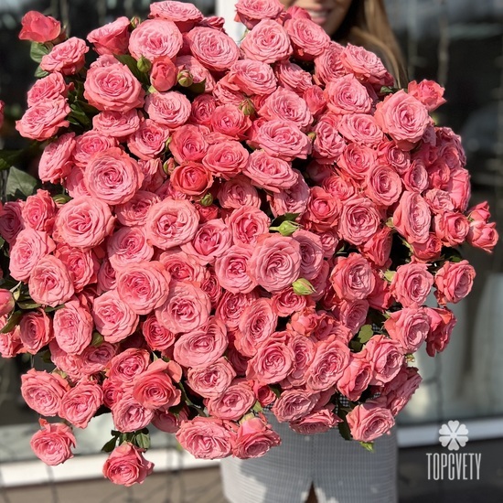 Букет из 25  кустовых пионовидных роз 80см