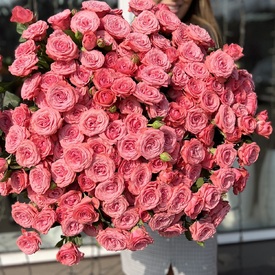 Букет из 25  кустовых пионовидных роз 80см