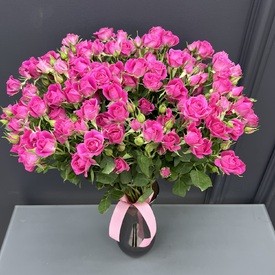 Букет из 25 малиновых кустовых роз