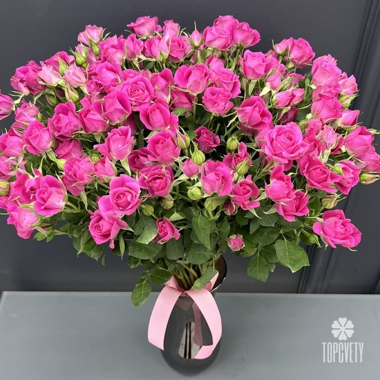 Букет из 25 малиновых кустовых роз