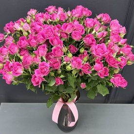 Букет из 25 малиновых кустовых роз