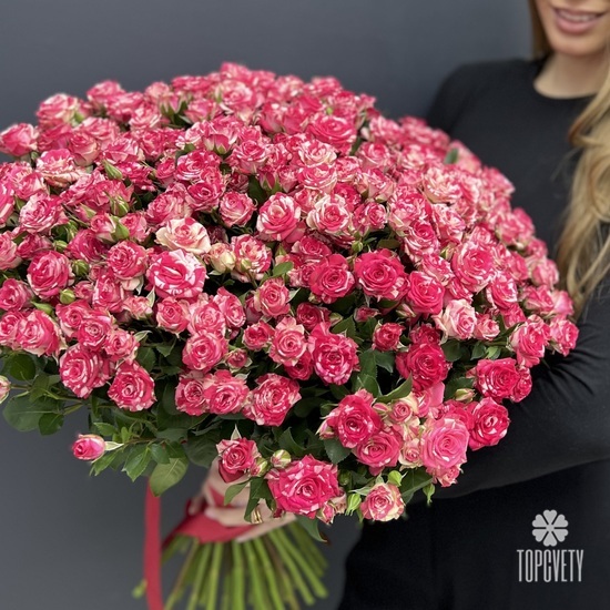 Букет 101 кустовая роза 50см