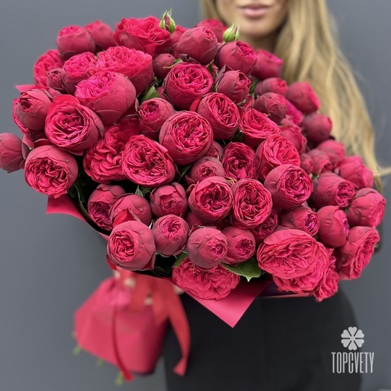 Букет из 25 красных пионовидных роз 