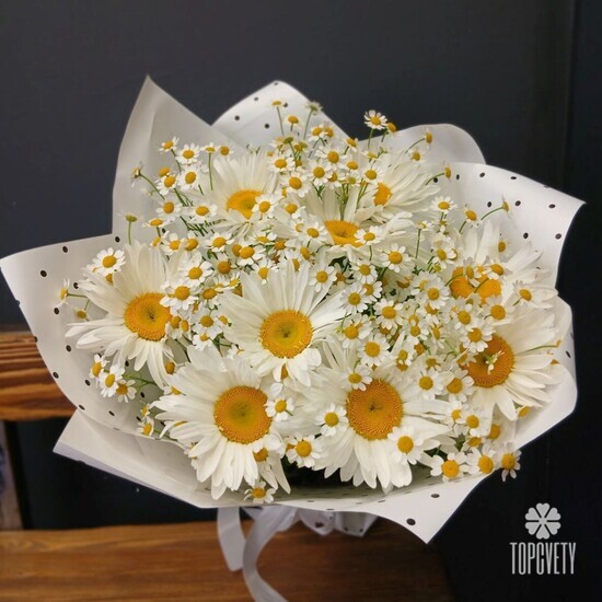 Букет из 9 Ромашек и танацетума