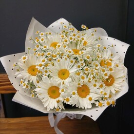 Букет из 9 Ромашек и танацетума