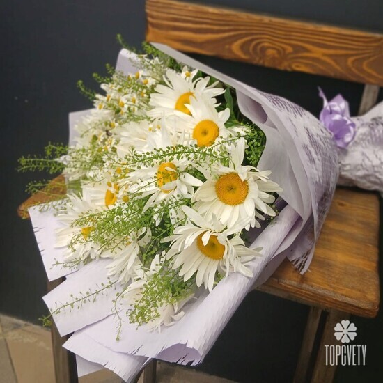 Букет из 19 Ромашек и танацетума