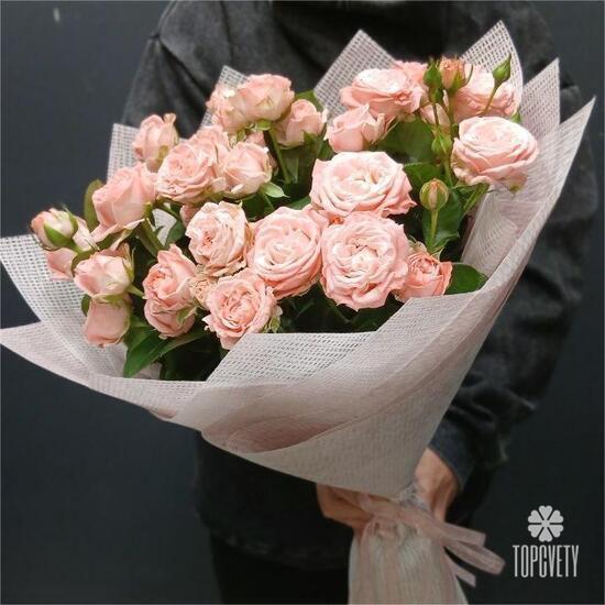 Букет из 9 кустовых пионовидных роз 50см