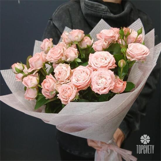 Букет из 9 кустовых пионовидных роз 50см