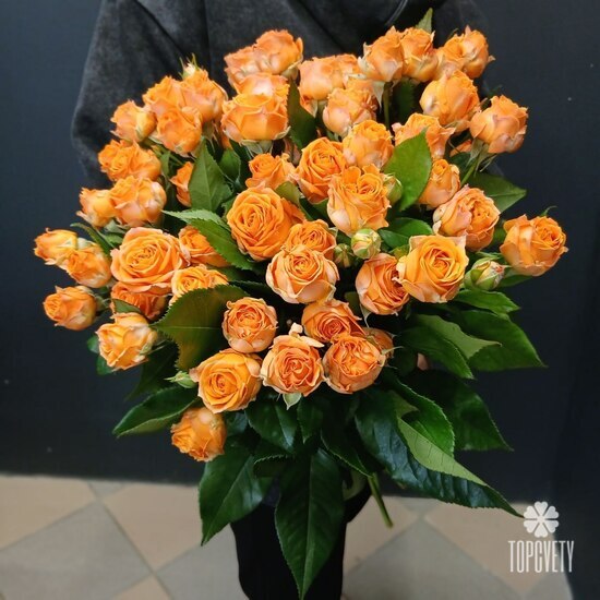Букет из 15 кустовых пионовидных роз 50см