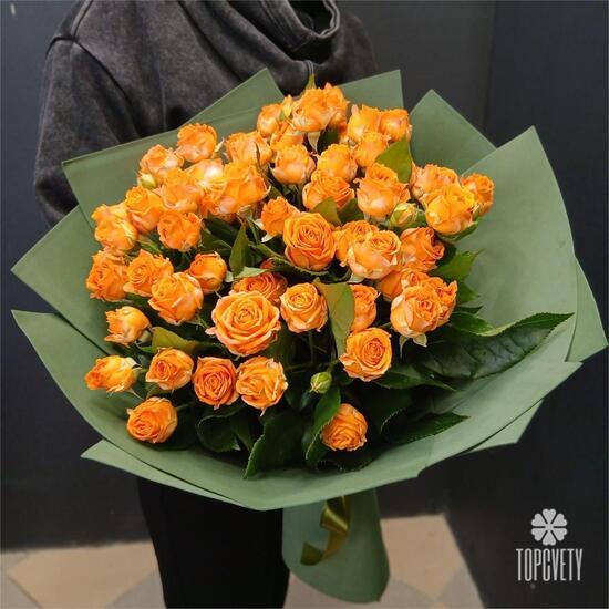 Букет из 15 кустовых пионовидных роз 50см