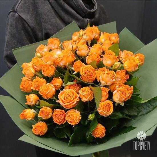 Букет из 15 кустовых пионовидных роз 50см