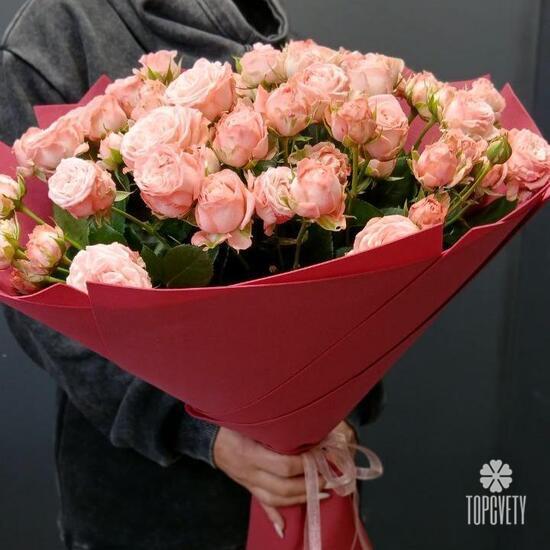 Букет из 15 кустовых пионовидных роз 50см