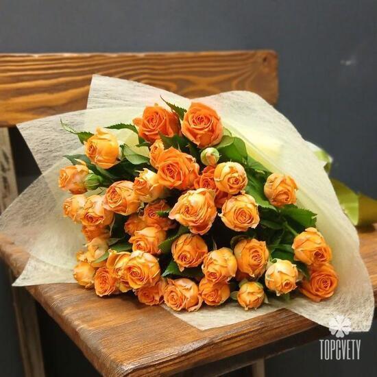 Букет из 9 кустовых пионовидных роз 50см