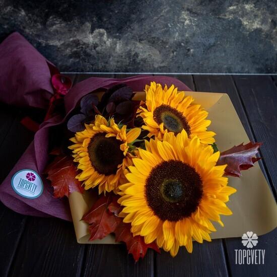 Букет из 3 подсолнухов 