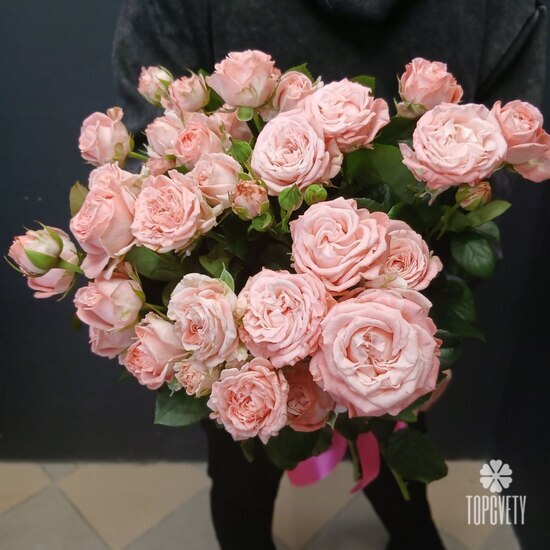 Букет из 9 кустовых пионовидных роз 50см