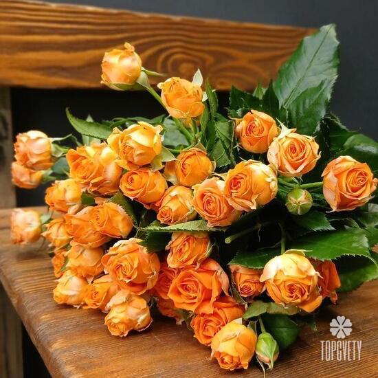 Букет из 9 кустовых пионовидных роз 50см