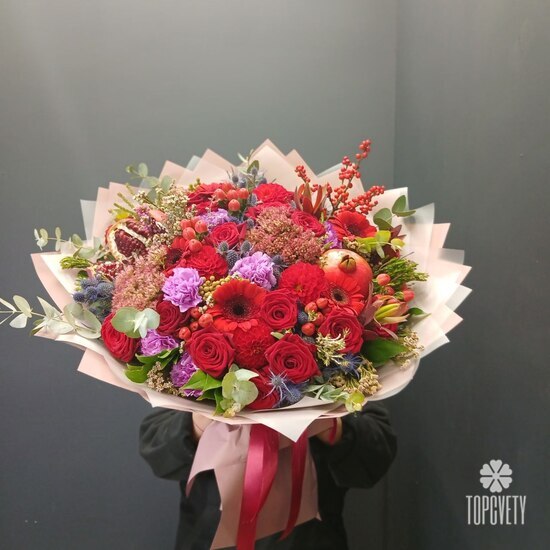 Букет из роз и гербер Аврора