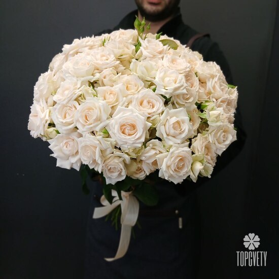 Букет из 25 кустовых пионовидных роз 50см