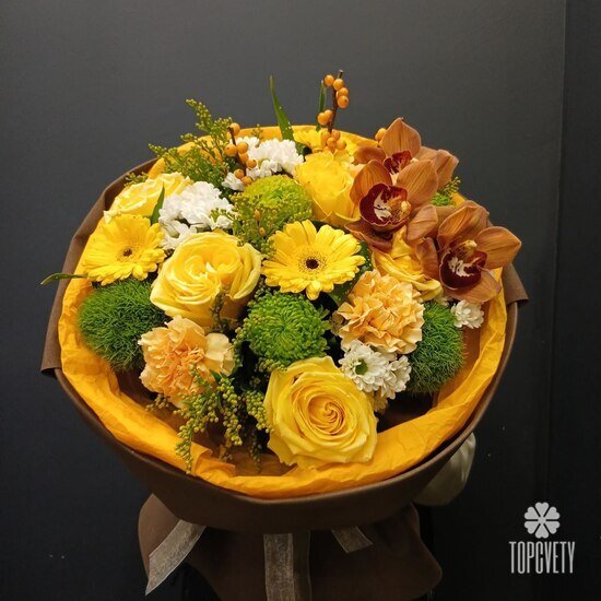 Букет из роз, гербер и орхидей Феона