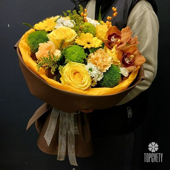 Букет из роз, гербер и орхидей Феона