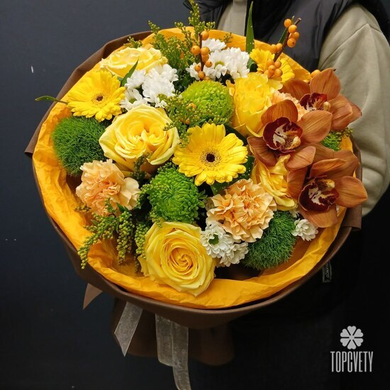 Букет из роз, гербер и орхидей Феона