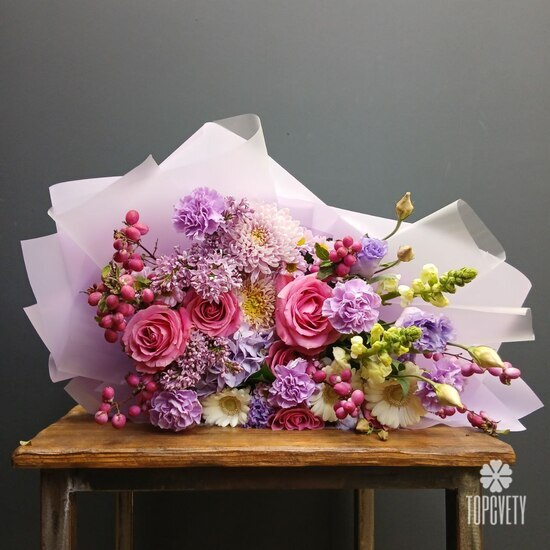 Букет из роз и гербер  Моана