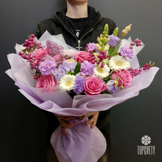 Букет из роз и гербер  Моана