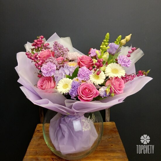 Букет из роз и гербер  Моана