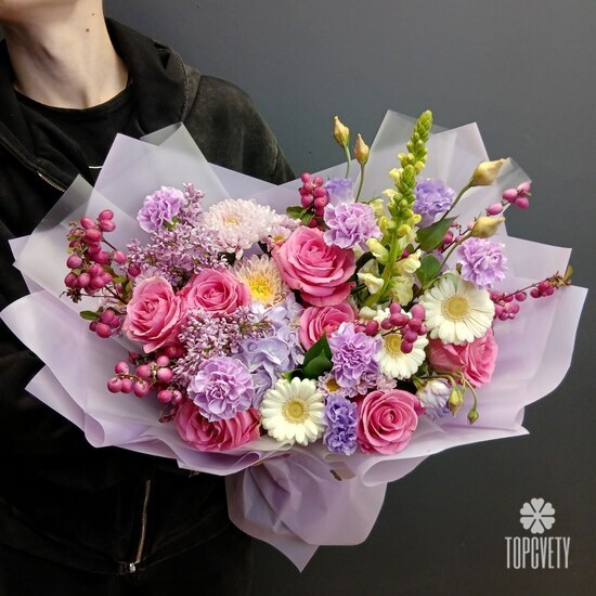 Букет из роз и гербер  Моана