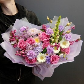 Букет из роз и гербер  Моана