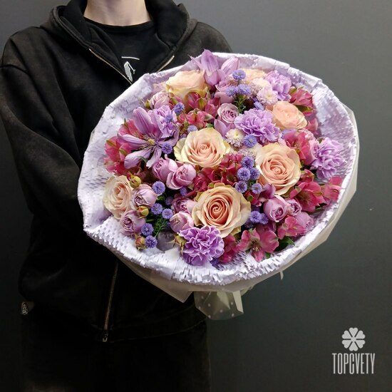 Букет из роз и альстромерии Фьюжн