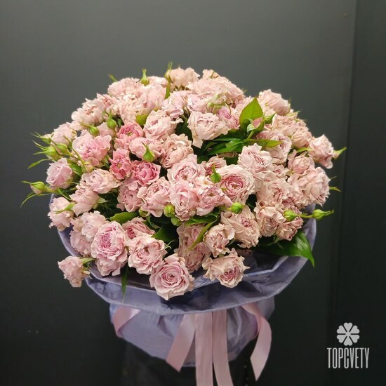 Букет из 25 кустовых пионовидных роз 50см