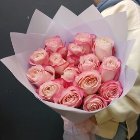 Букет из 15 розовых роз 50см