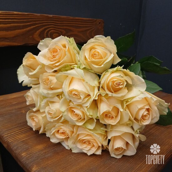 Букет из 15 кремовых роз 50см