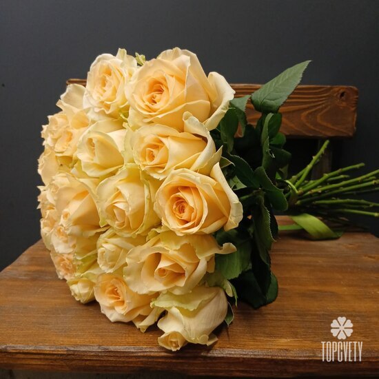 Букет из 25 кремовых роз 50см