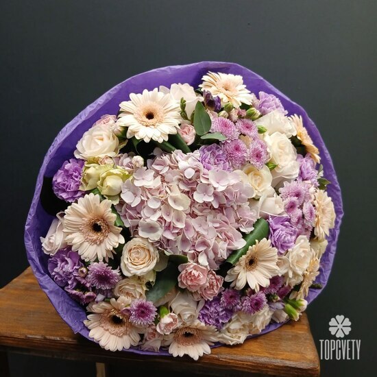 Букет из герберы, роз и гортензий  Ореон 