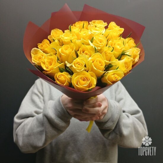Букет из 25 желтых роз 40см