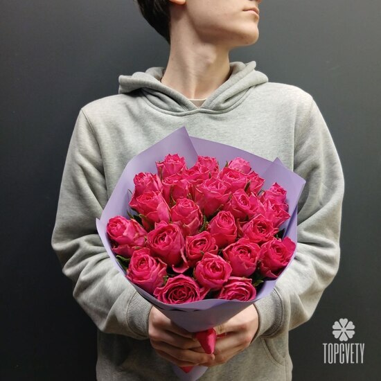 Букет из 25 розовых роз 40см